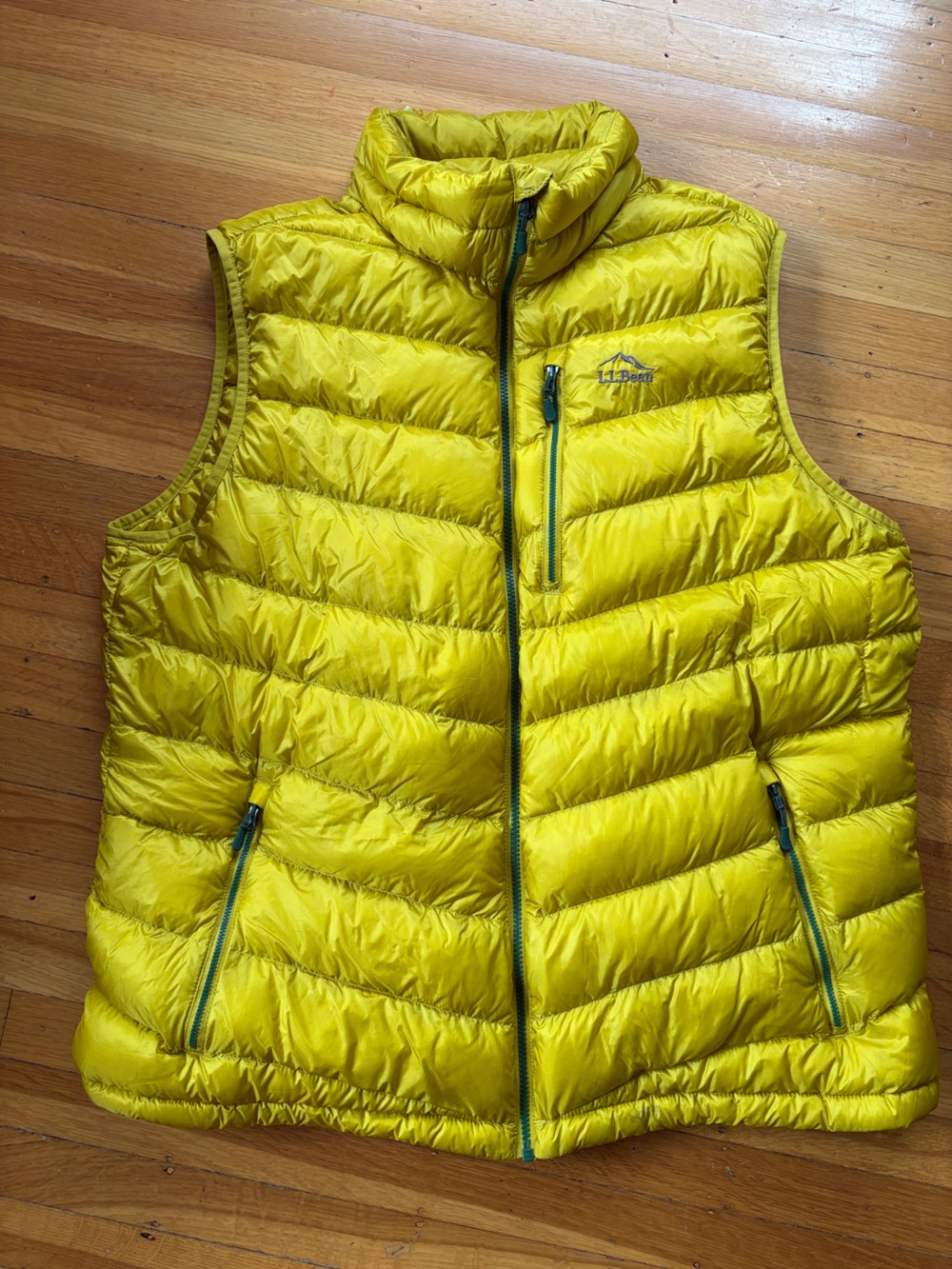 L.L. Bean ultralight 850 downtek mustard yellow goose down vest XXL tall pertex